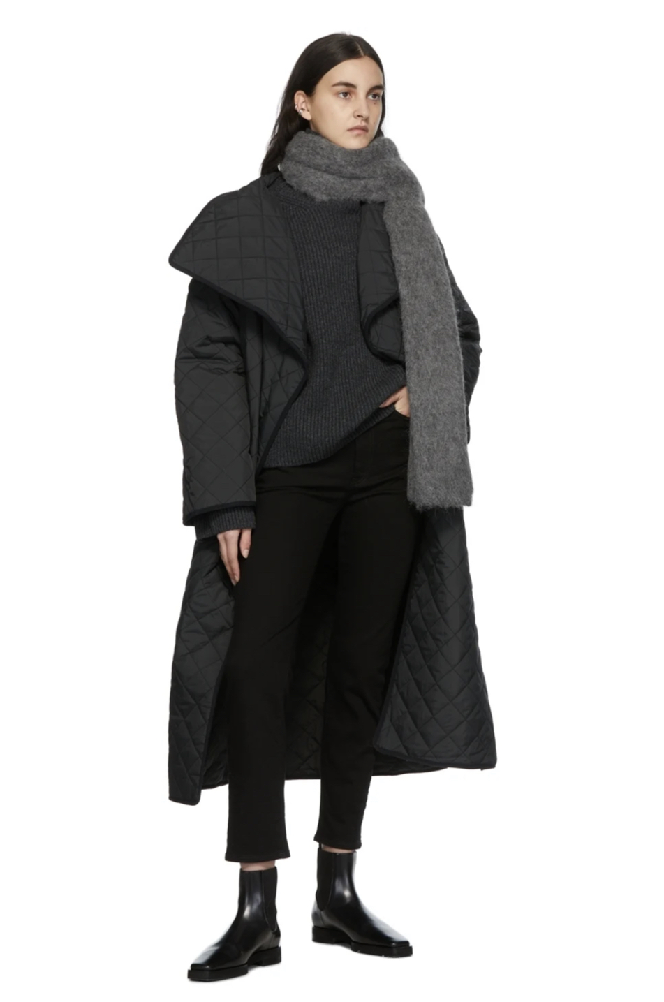 Ssense: TOTEME Black Quilted Coat for 5