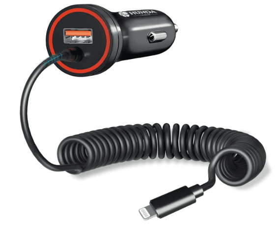 Save 10% on HUNDA iPhone Car Charger – Super Fast Charging with 5FT Coiled Lightning Cable