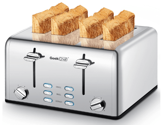 Save 25% on the Geek Chef 4-Slice Toaster with Extra-Wide Slots and Dual Control Panels