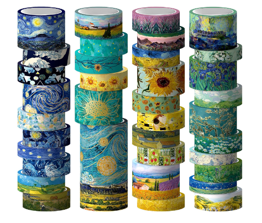 28% Off Geesinimo Van Gogh Themed Washi Tape Set – 36 Rolls for Art and Crafts