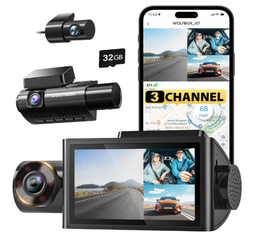 Get 40% Off WOLFBOX i07 3 Channel Dash Cam with Built-In WiFi, GPS & Night Vision – Now Only $119.99 (Was $199.99)